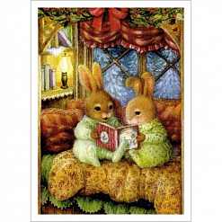 Тканевая карточка мини "Кроличья семья. Сказка на ночь" (ScrapMania)