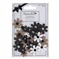 Набор бумажных цветочков "Сияющие ромашки", оттенки черного (DoCrafts)