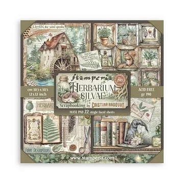 Набор бумаги 30х30 см "Herbarium Silvae", 22 листа (Stamperia)
