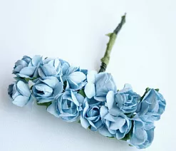 Букет бумажных цветов "Розы средние. Голубые", 12 шт