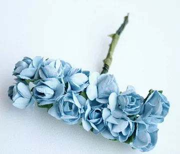 Букет бумажных цветов "Розы средние. Голубые", 12 шт