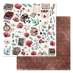 Набор бумаги 30,5х30,5 см "Багряный винтаж", 12 листов (ScrapMania)