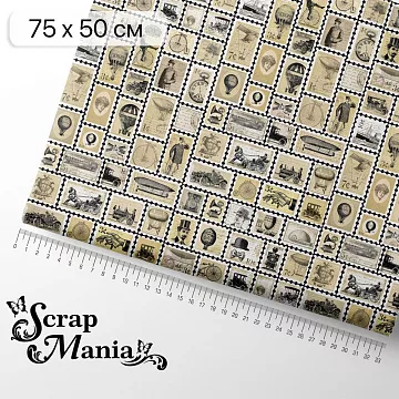 Отрез ткани 75х50 см "Мужской винтаж. Марки" (ScrapMania)