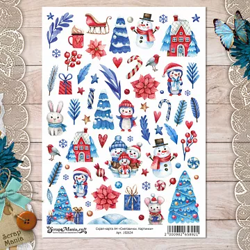 Скрап-карта А4 "Снеговички. Картинки" (ScrapMania)