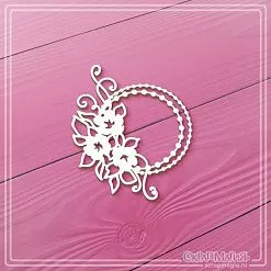 Чипборд "Круглая рамка из бусинок с цветами", 5,7х7,2 см (СкрапМагия)