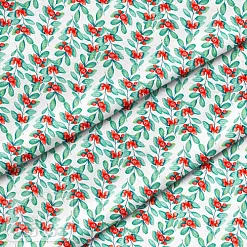 Отрез ткани 79х50 см "Рябина с веточками" (Cotton)