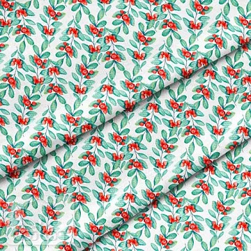 Отрез ткани 79х50 см "Рябина с веточками" (Cotton)