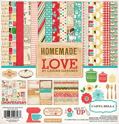 Набор бумаги 30х30 см "Homemade with Love", 12 листов (Carta Bella) Набор бумаги 30х30 см "Homemade with Love", 12 листов (Carta Bella)