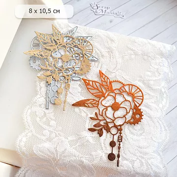 Нож "Цветок с шестеренками и подвесками", 8х10,5 см (ScrapMania)