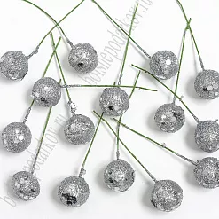 Букет ягод с пайетками "Серебро", 1,5 см, 10 шт