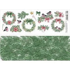 Лист с картинками 10х30 см "Новогодние венки 2" (ScrapMania) Лист с картинками 10х30 см "Новогодние венки 2" (ScrapMania)