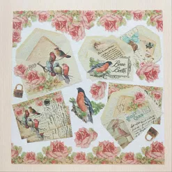 Отрез фетра 30х30 см "Конверты и птицы" (Stamperia)