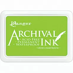 Водостойкая перманентная подушечка Archival Ink Vivid Chartreuse Яркий шартрез (Ranger) ПЕРЕПОЛНЕНА КРАСКОЙ