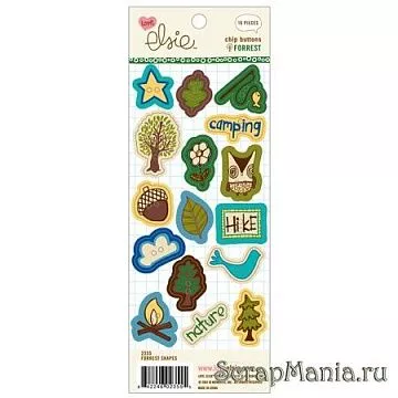Набор пуговиц из чипборда "Forrest shapes" (Ki Memories)