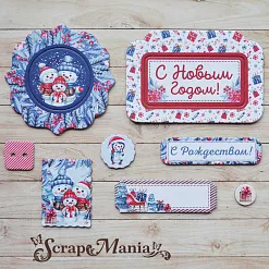 Набор цветного чипборда "Снеговички" (ScrapMania)