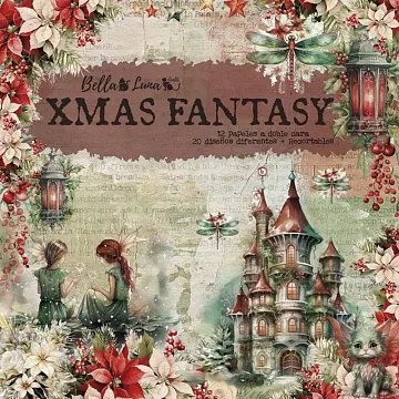 Набор бумаги 20х20 см "Xmas fantasy", 12 листов (BellaLuna)