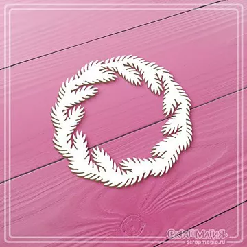 Чипборд "Большой венок из еловых веточек", 6,7х6,7 см (СкрапМагия)
