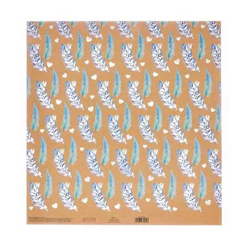 Бумага крафт с голографическим фольгированием "Перышки" (АртУзор)