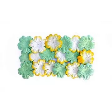 Набор бумажных цветочков "Светло-зеленый и желтый" (ScrapBerry's)