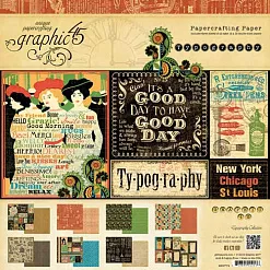 Набор бумаги 20х20 см "Typography", 24 листа (Graphic 45) Набор бумаги 20х20 см "Typography", 24 листа (Graphic 45)