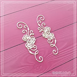 Чипборд "Завитки с розами", 7,2х2 см  (СкрапМагия)