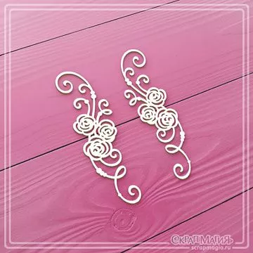 Чипборд "Завитки с розами", 7,2х2 см  (СкрапМагия)