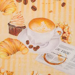 Отрез ткани 48х50 см "Кофе-тайм. Крупные чашечки на персиковой полоске" (Артмикс)