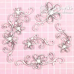 Чипборд "Цветы ажурные", 9,1х5 см (Scrapiki)