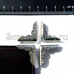 Уголок "С узором, серебро" 22х4 мм, 1 шт (MyLovelyHobby)