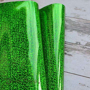 Отрез экокожи 30х69 см "Глянцевый глиттер. Зеленый" (Pty Китай)