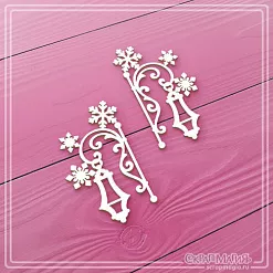 Чипборд "Старинные фонарики со снежинками", 3,2х5,5 см (СкрапМагия)