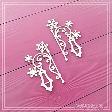 Чипборд "Старинные фонарики со снежинками", 3,2х5,5 см (СкрапМагия)