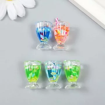 Акриловое украшение "Фруктовый микс в стакане", 1,5х3,5 см, 1 шт (АртУзор)