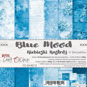 Набор бумаги 15х15 см "Blue Mood", 24 листа (CraftO'clock)