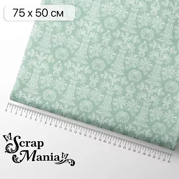Отрез ткани 75х50 см "Свадебное торжество. Мятный дамаск" (ScrapMania) Отрез ткани 75х50 см "Свадебное торжество. Мятный дамаск" (ScrapMania)