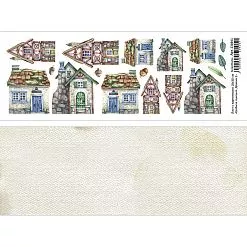 Лист с картинками 10х30 см "Грибное лукошко. Домики 2" (ScrapMania) Лист с картинками 10х30 см "Грибное лукошко. Домики 2" (ScrapMania)