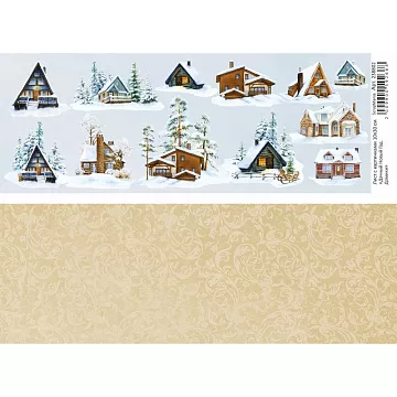 Лист с картинками 10х30 см "Дачный Новый Год. Домики" (ScrapMania)
