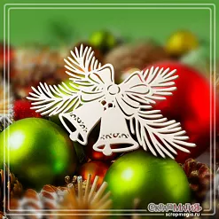 Чипборд "Колокольчики с еловыми ветками", 8х4,7 см (СкрапМагия)