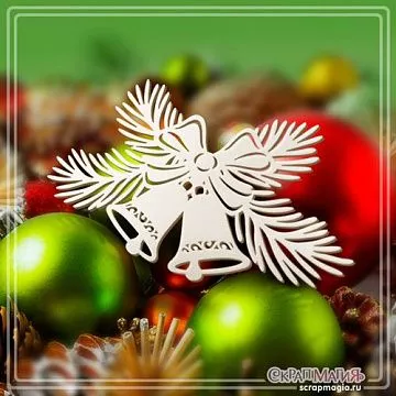 Чипборд "Колокольчики с еловыми ветками", 8х4,7 см (СкрапМагия)