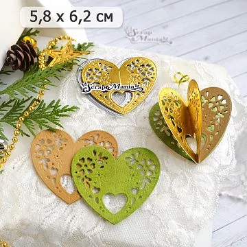 Нож "Игрушки на елку 3D. Сердце", 5,8х6,2 см (ScrapMania)