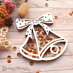 Шейкер "Волшебный снегопад. Колокольчик. Большой", 9,5х9,5 см (ScrapMania)