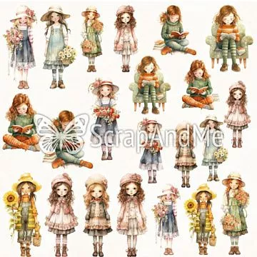 Бумага 30х30 см "Watercolors. Girls" (ScrapAndMe)