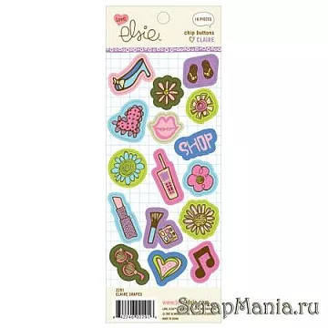 Набор пуговиц из чипборда "Claire shapes" (Ki Memories)