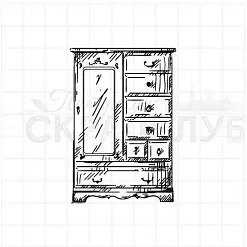 Штамп "Шкафчик с ящиками", 4,9х6,9 см (Скрапклуб)