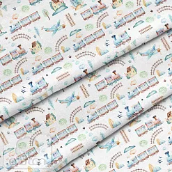 Отрез ткани 79х50 см "Веселый паровозик" (Cotton)