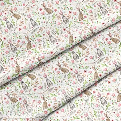 Отрез ткани 39х50 см "Зайцы с веточками" (Cotton)