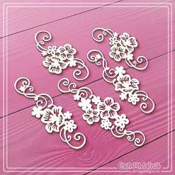 Чипборд "Завитки с цветами", 2,8х8,3 см (СкрапМагия)