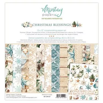 Набор бумаги 30х30 см "Christmas Blessings", 12 листов (Mintay)