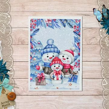 Тканевая карточка "Снеговички. Семья" (ScrapMania)