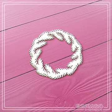 Чипборд "Венок из еловых веточек", 5,4х5,4 см (СкрапМагия)